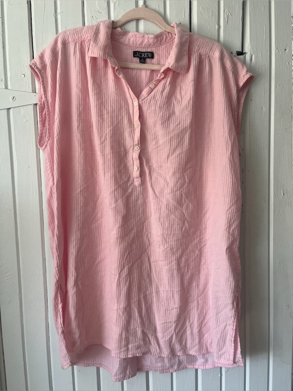 J. Crew Soft Pink Sleeveless Button-Front Tunic